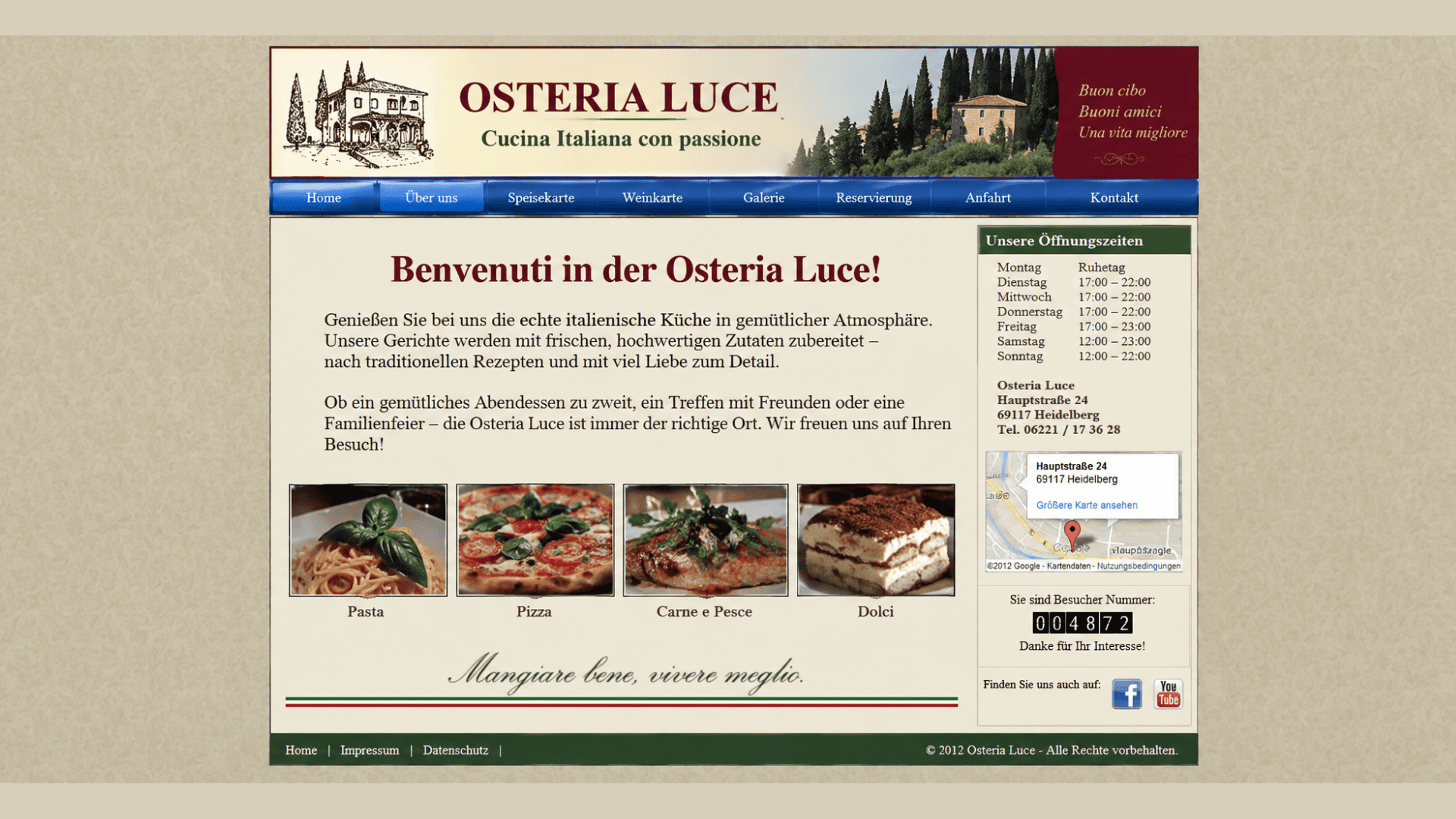 Alte Website — unübersichtlich und veraltet